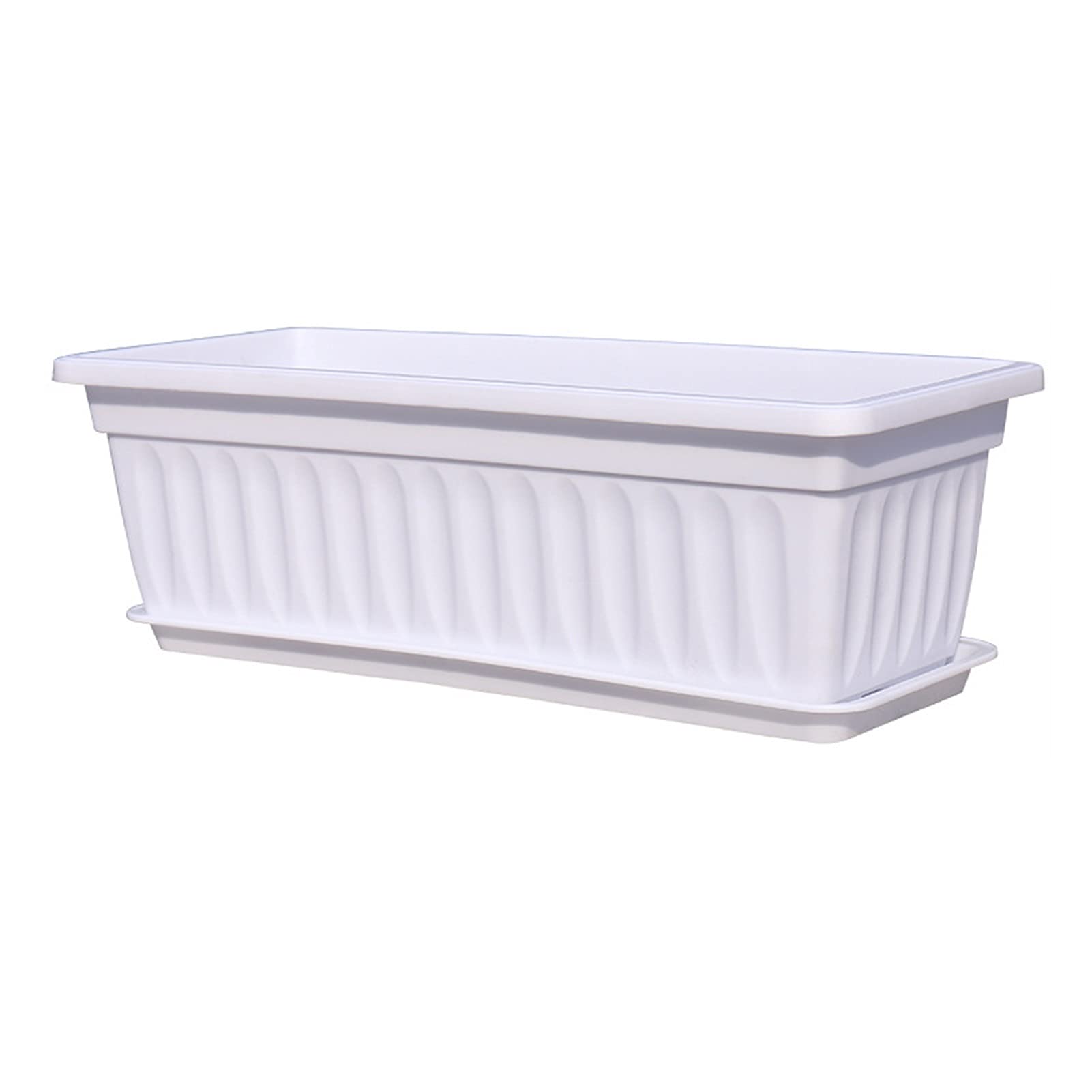 ZSHUZHI Raised Garden Bed - White PP Resin Rectangular Planter Box for Vegetables, Flowers, Herbs | Durable Outdoor Window Planter for Patio, Balcony & Home Gardening