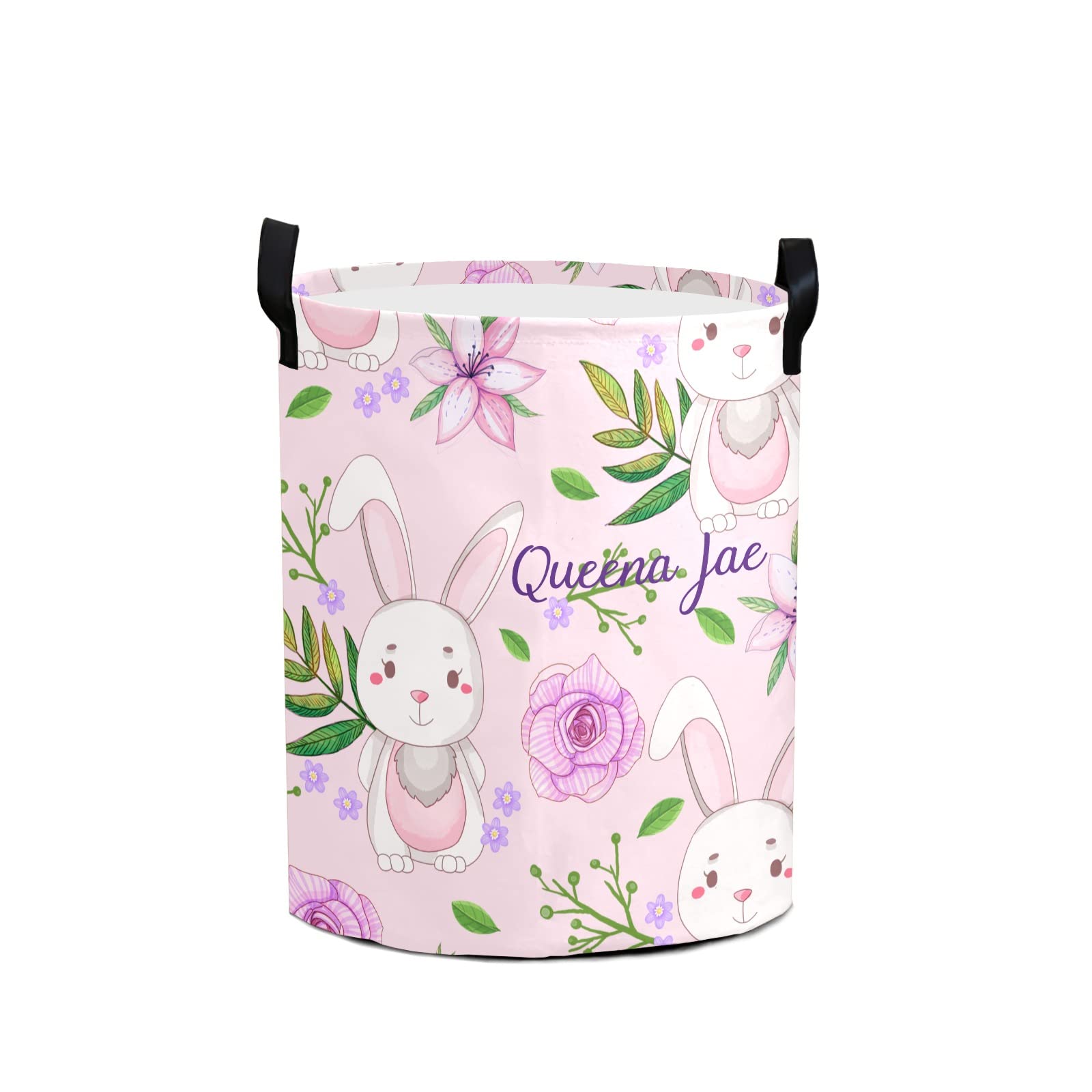 Waterproof Oxford Fabric Rabbit Storage Bin - Summer Watercolor Laundry Hamper, Toy Organizer & Nursery Clothes Basket | Perfect for Baby Room, Bedroom & Gift Baskets