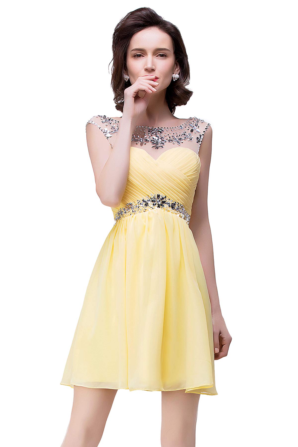 Elegant Beaded Chiffon Prom Dress for Women - Short Homecoming Gown for Summer Parties, Dances & Special Occasions