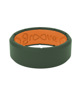 Men's Groove Life Edge Ring - Moss Green Silicone Wedding Band for Active Lifestyles, Gym, Swimming & Outdoor Adventures