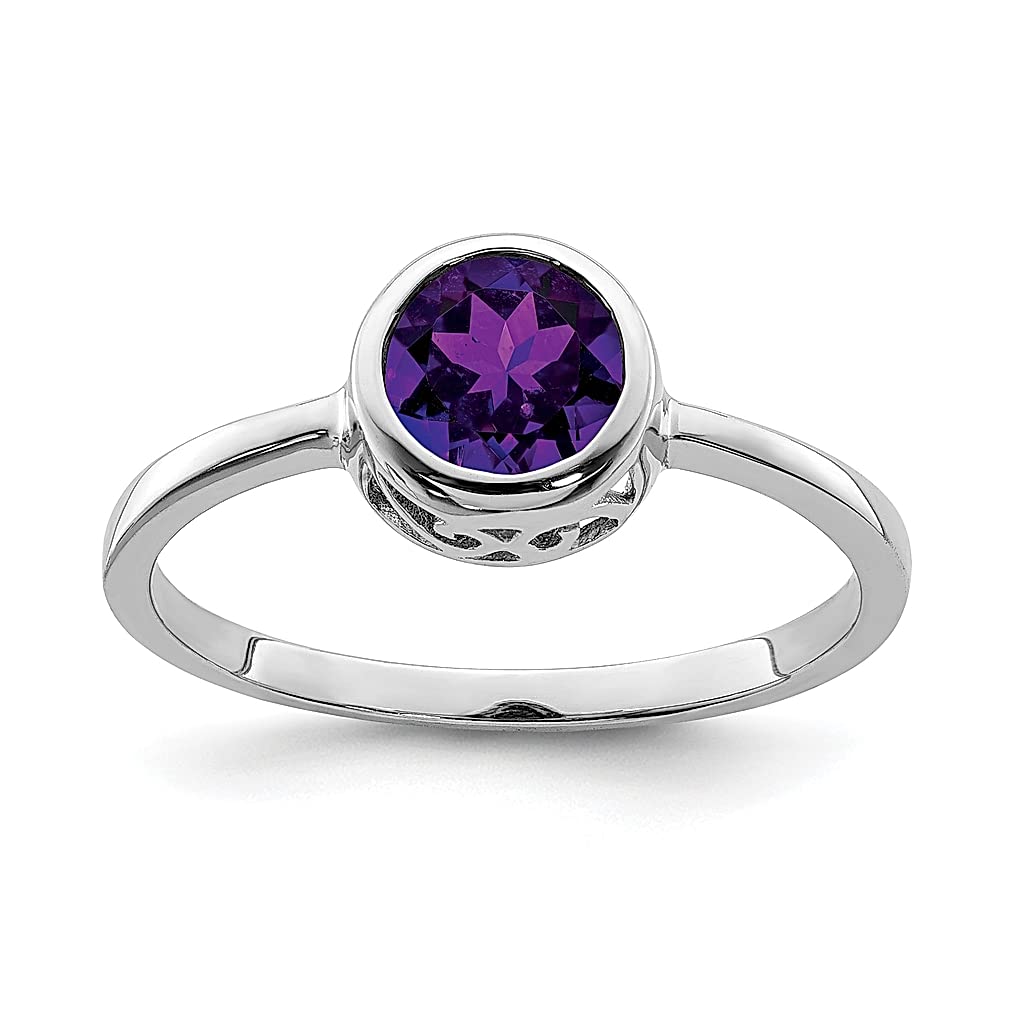 925 Sterling Silver Amethyst Round Ring - February Birthstone Jewelry for Women | Elegant Gift for Her | Perfect for Valentine's Day, Anniversary & Special Occasions
