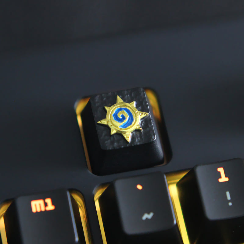 Keystone Hearthstone Legend Logo Mechanical Gaming Keyboard - Custom Zinc Aluminum Metal Keycaps for PC Gamers | Perfect for MMO, RPG & Esports Gaming