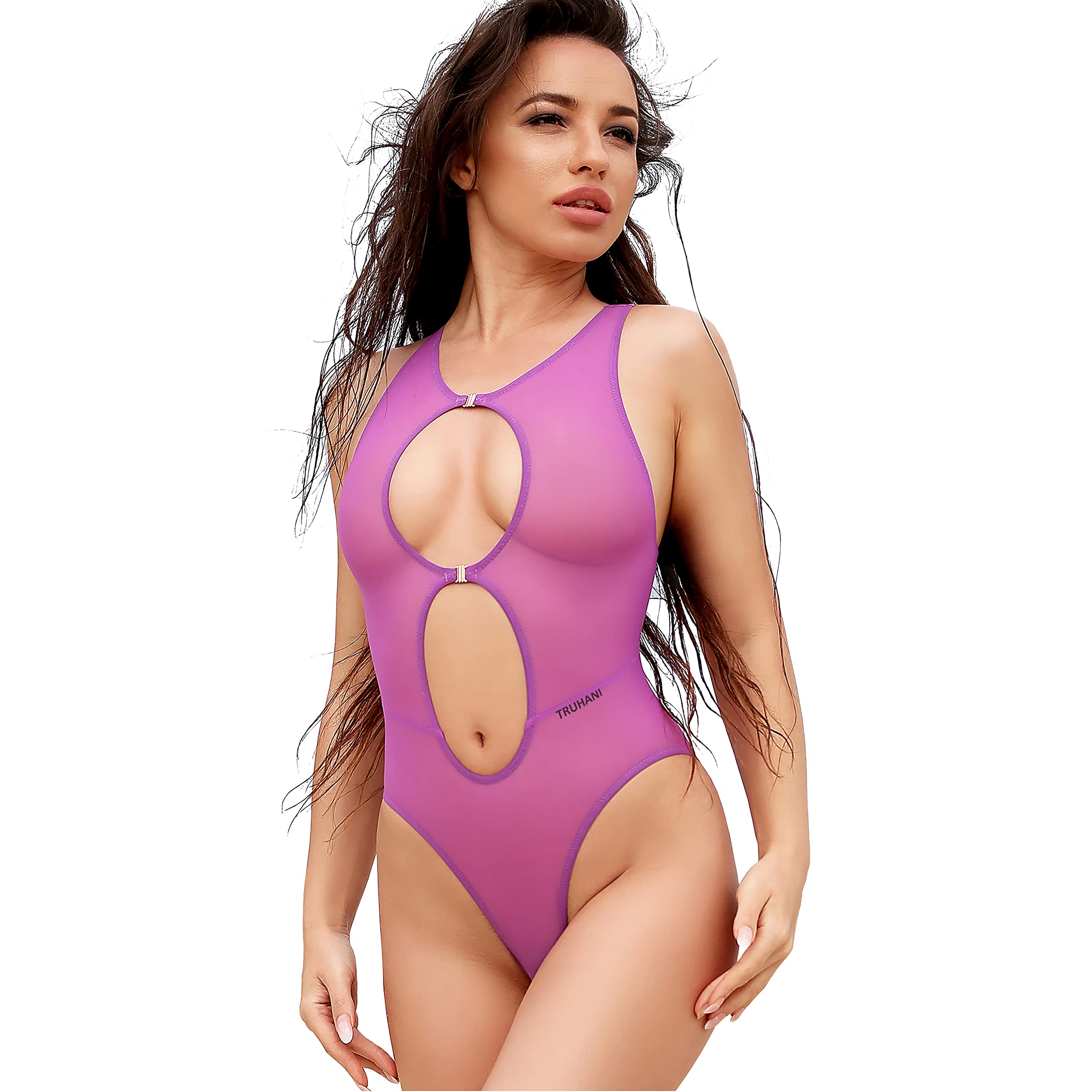 Sexy See-Through High Waisted One Piece Swimsuit - Cute High Cut Leg Sheer Bathing Suit Hot Monokini for Beach, Pool Party & Summer Vacation