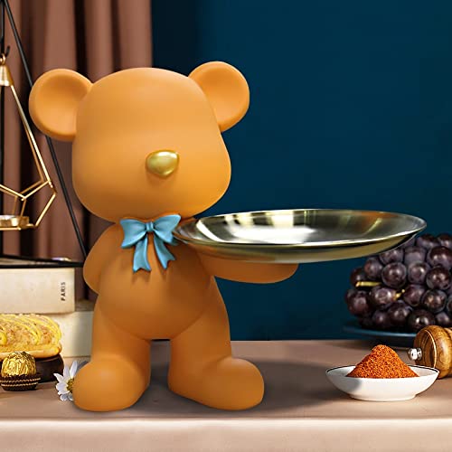 XXCCHH Resin Bear Statue - Orange Decorative Desktop Ornament for Home, Living Room, TV Cabinet & Entryway | Key Storage Tray, Animal Artwork | Perfect for Gifts, Shelf Decor & Office Aesthetics