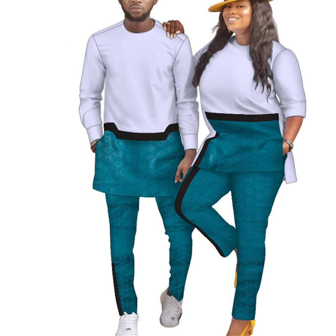 African Couple Matching Outfits - 2 Piece Dashiki Print Lovers Set - Plus Size Traditional Clothing (XXXL) - Perfect for Anniversaries, Weddings & Cultural Celebrations