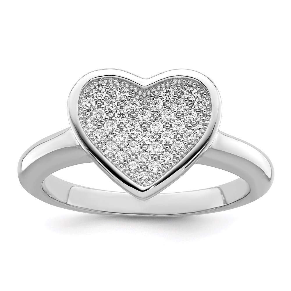 925 Sterling Silver Cubic Zirconia Heart Ring for Women - Elegant Embers Design, Size 6 | Perfect Valentine's Day Gift, Anniversary Present & Everyday Fashion Jewelry