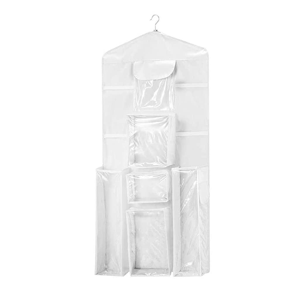 Double-Sided Hanging Gift Wrap Organizer - Christmas Wrapping Paper Storage Bag with Multiple Clear Pockets - Perfect for Holiday Gift Wrapping, Craft Room Organization & Home Storage Solutions