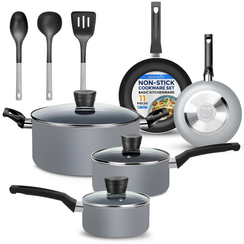 Premium 10-Piece Nonstick Cookware Set for Home Kitchen - Pots, Pans & Utensils - Perfect for Frying, Boiling & Baking - Ideal for Gas, Electric & Induction Stoves
