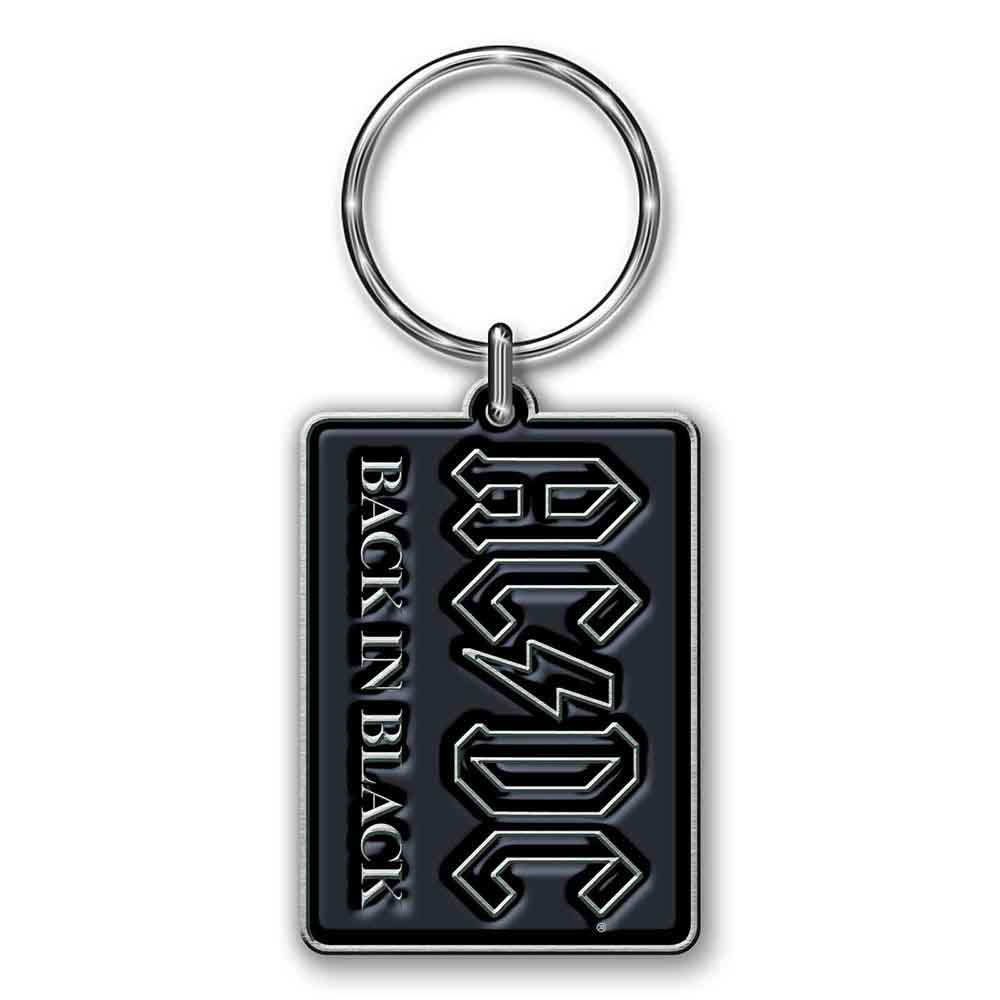 AC/DC Back In Black Metal Keychain - Premium Cast Metal Keyring for Rock Music Fans, Gifts for Men & Women, Perfect for Car Keys, House Keys & Backpacks