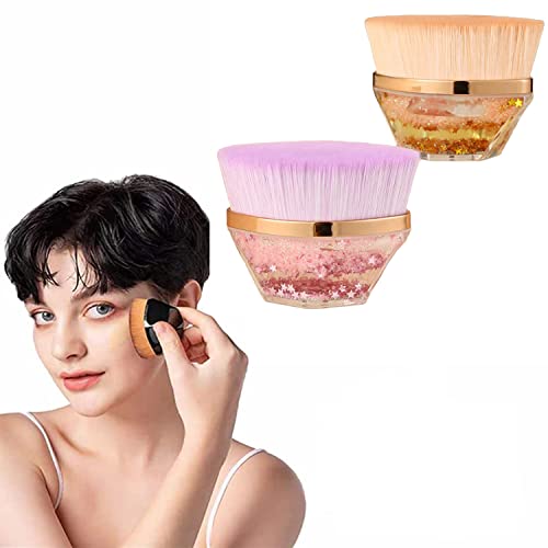 Flat Top Kabuki Foundation Brush - Purple & Orange for Flawless Makeup Application