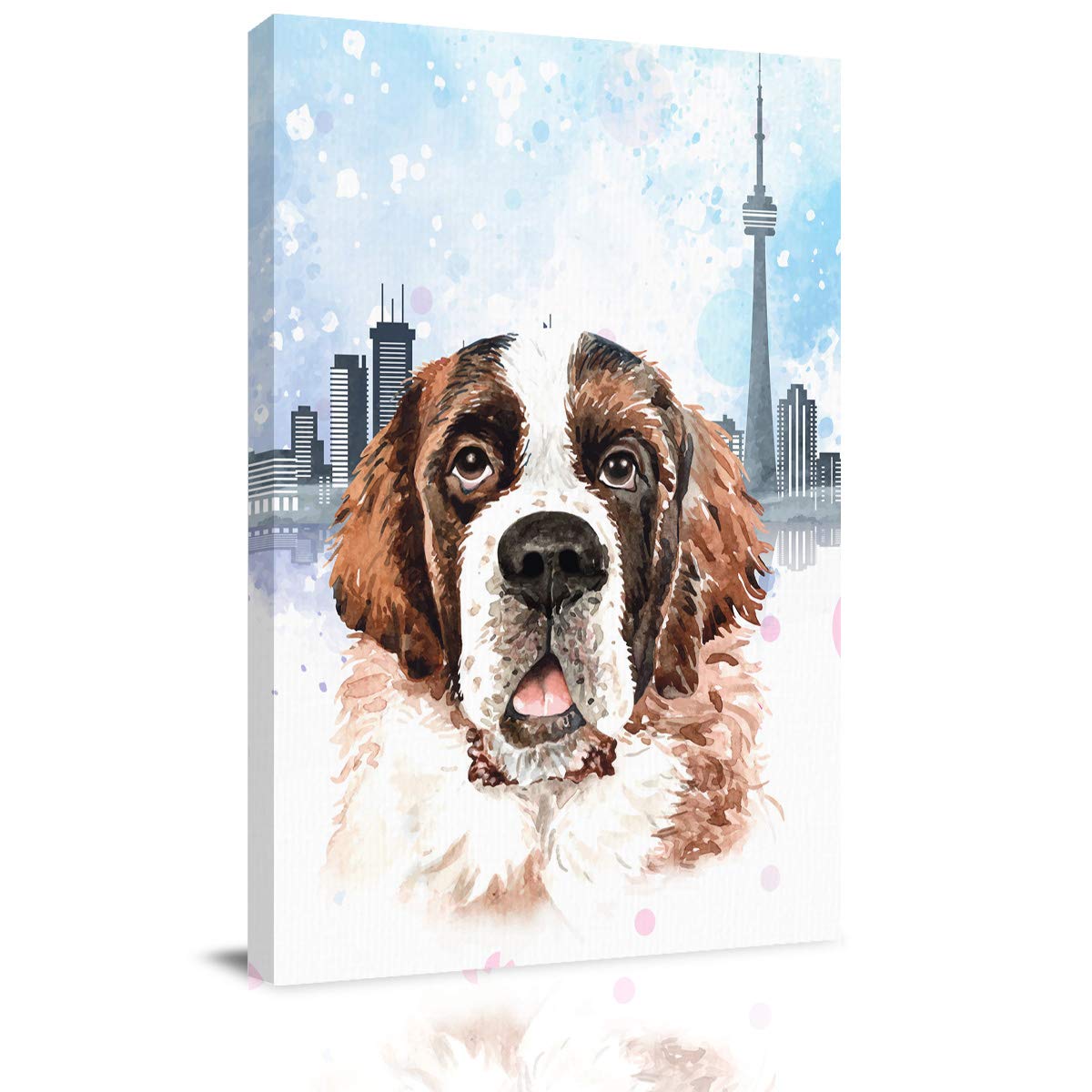 St. Bernard Dog Canvas Wall Art - Framed Animal Print for Living Room, Bedroom, Office Decor - 24x36 Inch Cute Pet Painting - Perfect for Home, Bathroom & Kitchen Wall Decoration