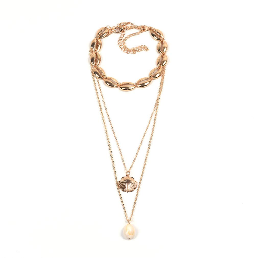 Elegant Multi-Layer Exaggerated Alloy Shell Charm Statement Necklace for Women | Fashion Jewelry Accessories for Party, Wedding, Date Night & Special Occasions