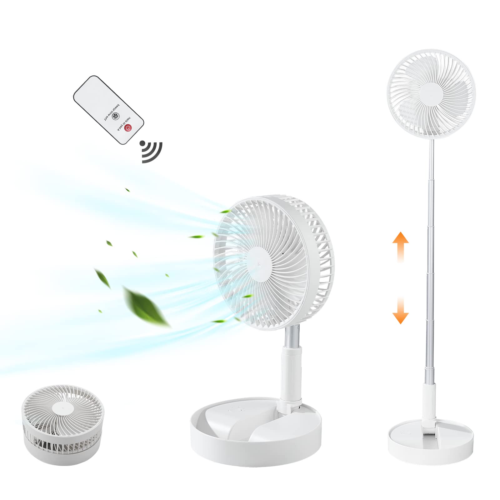Portable Pedestal Fan with Remote Control - Foldable Standing & Desk Fan, 4 Speed Quiet Oscillating Fan with Timer for Home, Kitchen, Office, Camping & Outdoor Use | Perfect for Cooling Small Spaces & Summer Activities