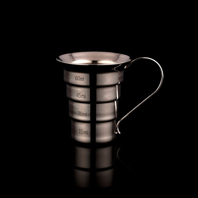 Nickel Silver Plated Brass Stepped Jigger Bar Tool - Perfect for Mixing Cocktails and Measuring Liquor at Home or Professional Bars