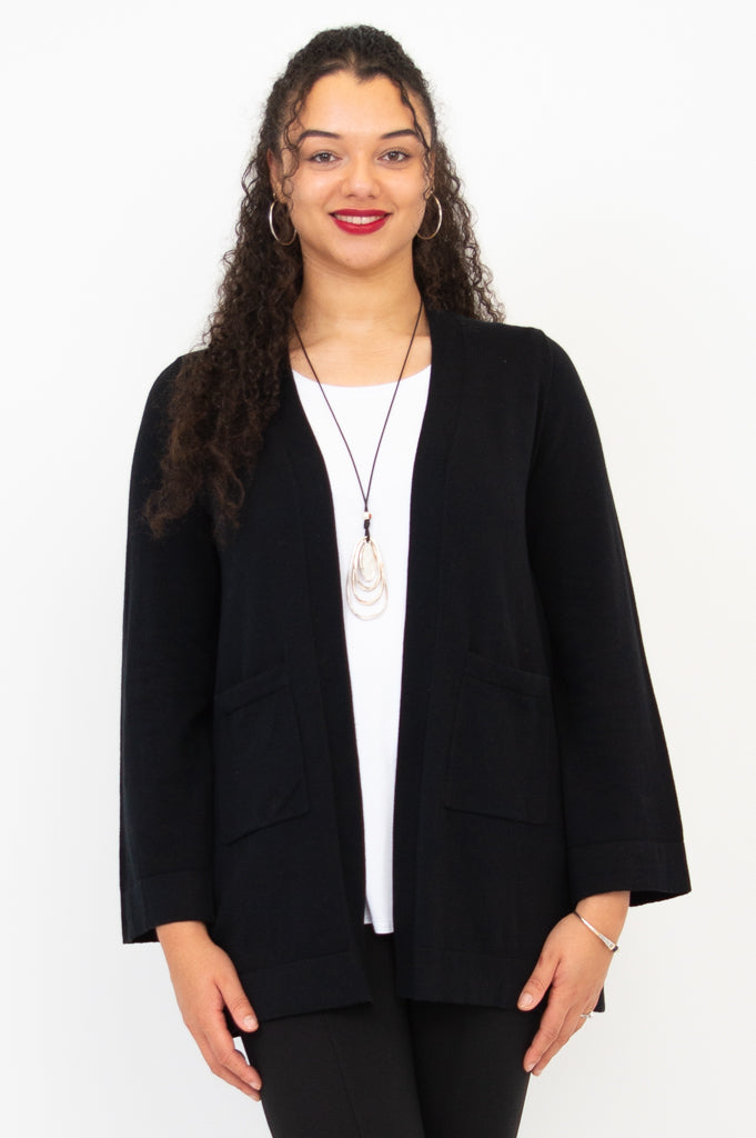 Black Cotton Dallas Cardigan for Women - Cozy & Stylish Knit Sweater for Fall & Winter Outfits