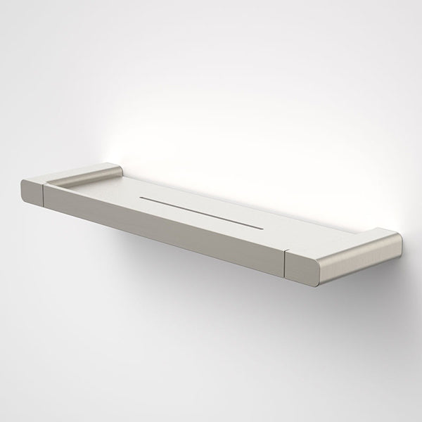 Caroma Luna Metal Shelf - Brushed Nickel Finish | Modern Wall Shelf for Bathroom, Kitchen & Living Room Storage & Decor