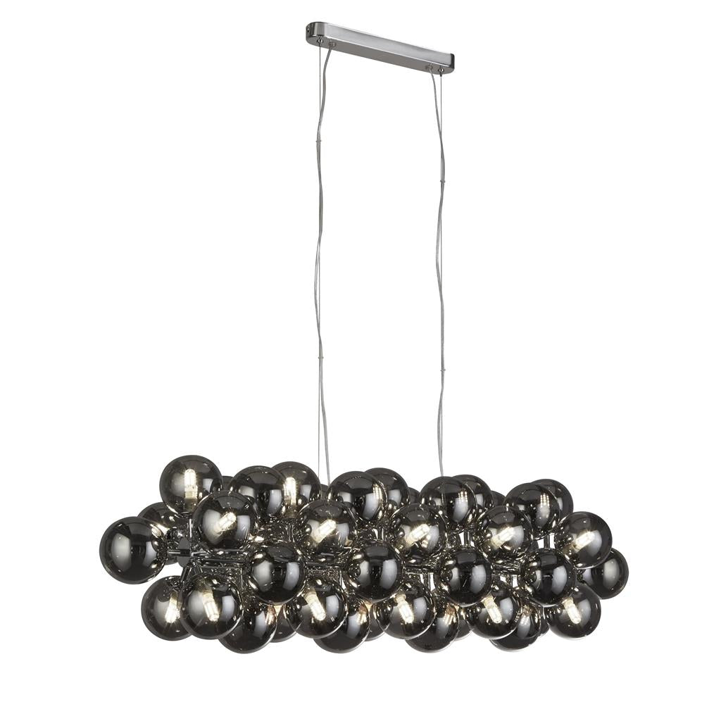25Lt Kitchen Pendant Light - Chrome Metal & Smoked Glass Shade for Modern Farmhouse, Dining Room, and Breakfast Nook Lighting
