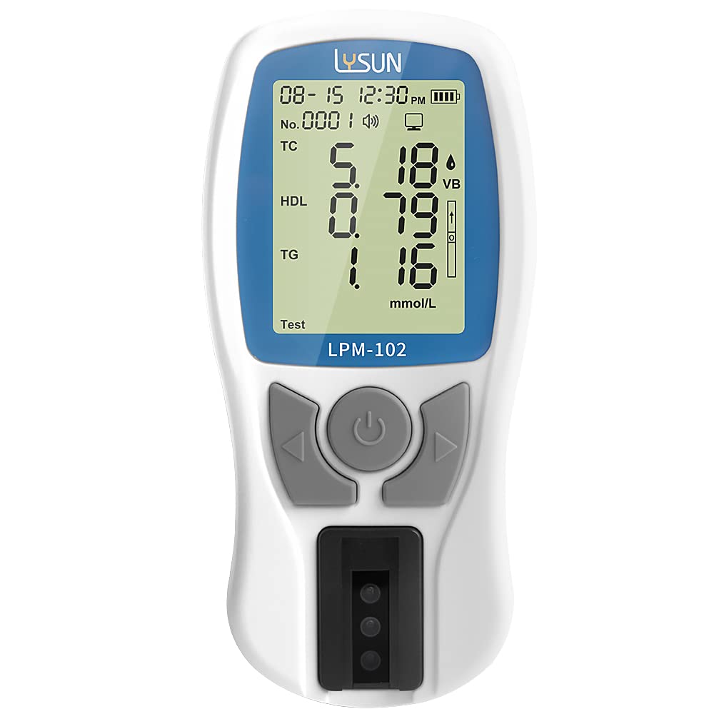 LYSUN Blood Lipid Analysis Meter System - Multifunctional HDL, Triglycerides & Cholesterol Test Kit with 10 Test Strips | Home Health Monitoring for Heart Wellness