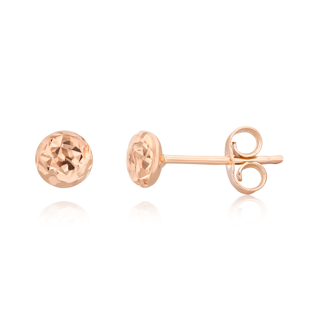 9ct Rose Gold Textured 4.5mm Stud Earrings for Women - Minimalist Dainty Everyday Jewelry Gift for Her - Perfect for Work, Date Night & Special Occasions