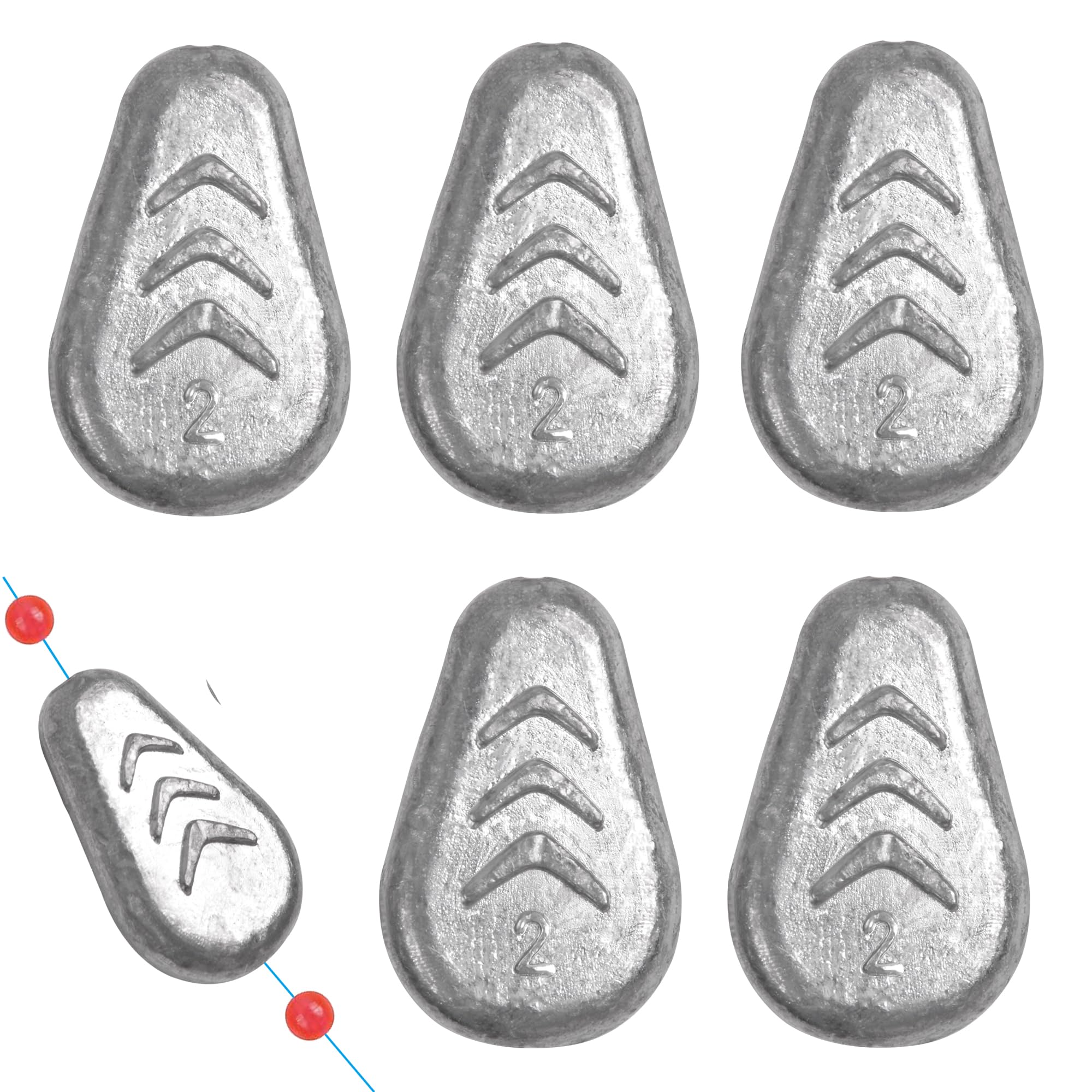 No Snag Flat Fishing Sinkers for Surf & Catfish Rigs - Saltwater & Freshwater Use