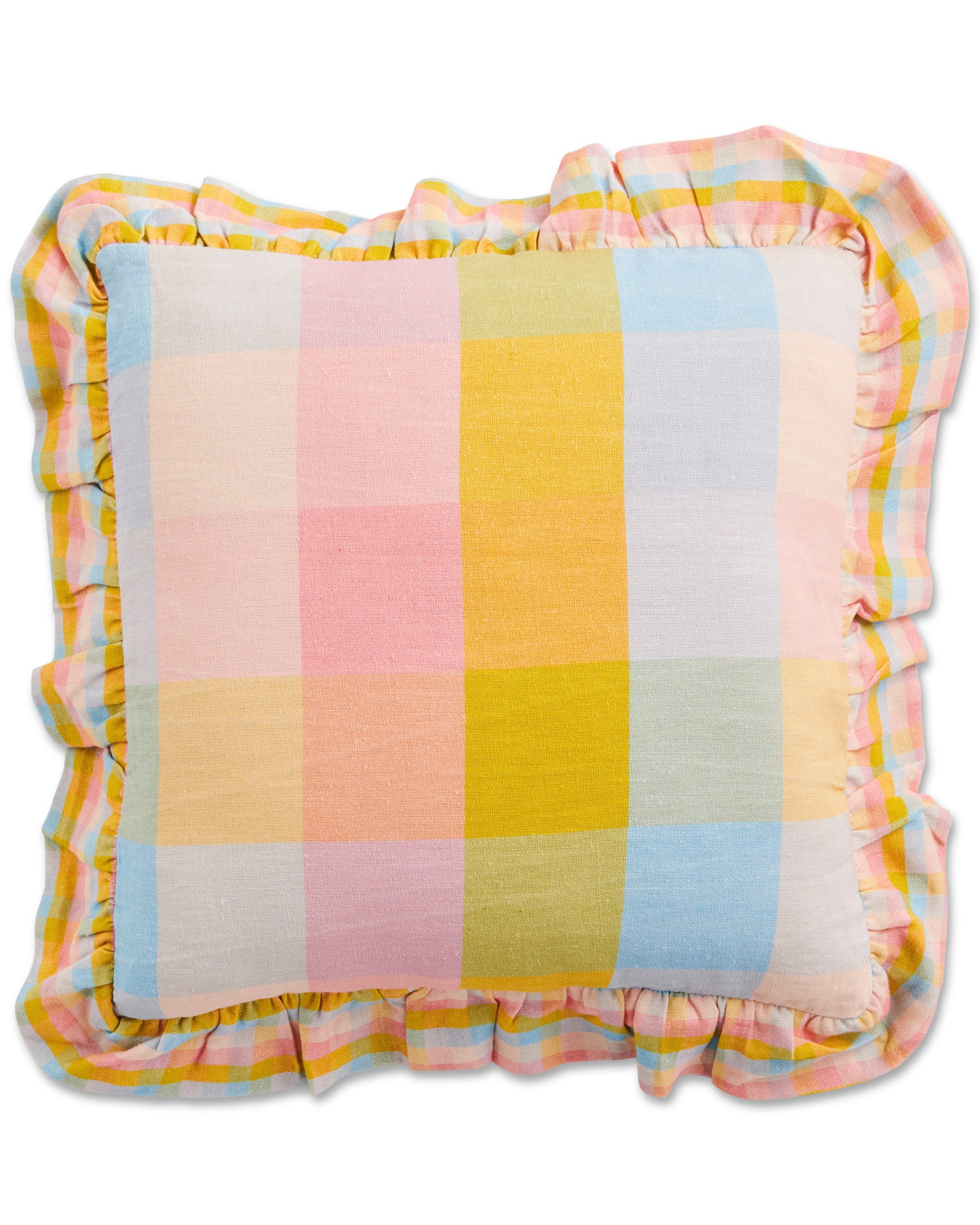 Corfu Tartan Frill Upholstery Cushion - Soft Decorative Throw Pillow for Sofa, Bed & Chair - Perfect for Living Room, Bedroom & Home Decor