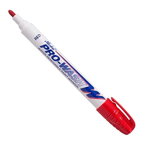 Markal Pro-Wash Water Removable Paint Marker - 12 Pack Red Industrial Paint Markers for Metal, Wood & Concrete - Temporary Marking for Construction, DIY & Crafts