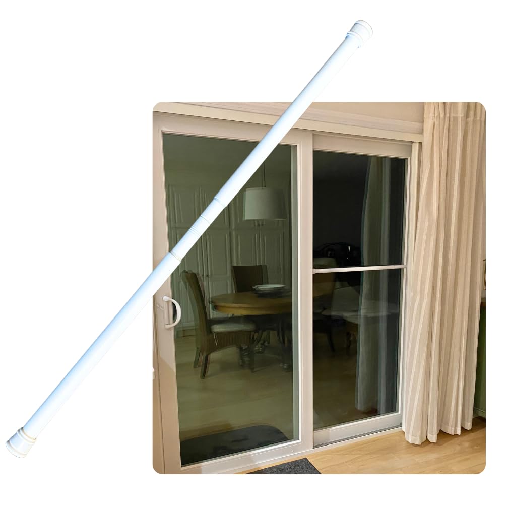Evelots Adjustable Security Bar for Sliding Glass Doors - Heavy Duty Patio Door Lock with Rubber Ends (29.25-53 Inch) - Home Security for Windows, Porch & Entryways - Perfect for Apartments, Vacation Homes & Child Safety
