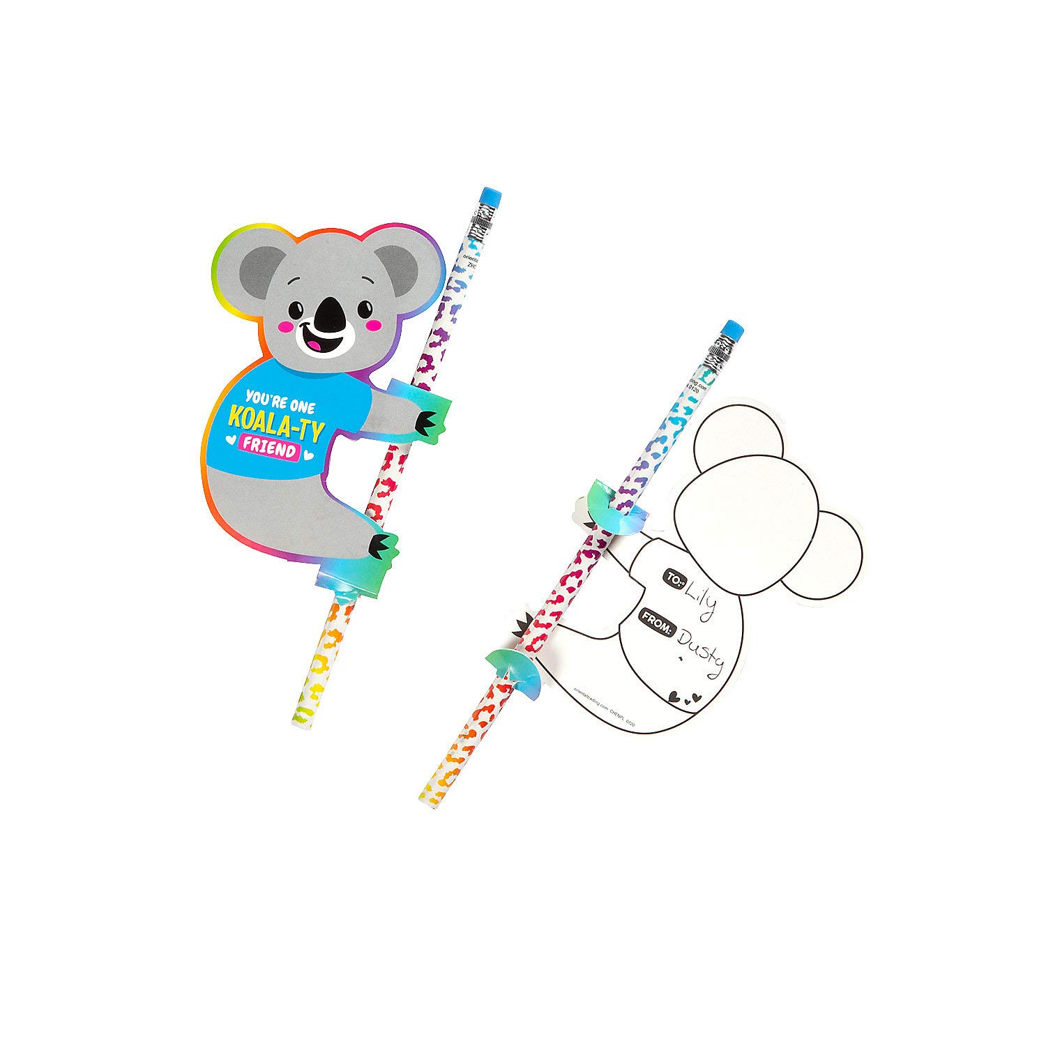Valentine's Day Koala Pencil Set - 24 Pack Cute Animal Pencils for School, Office & Gift Exchange - Fun Express Stationery Supplies for Kids & Adults