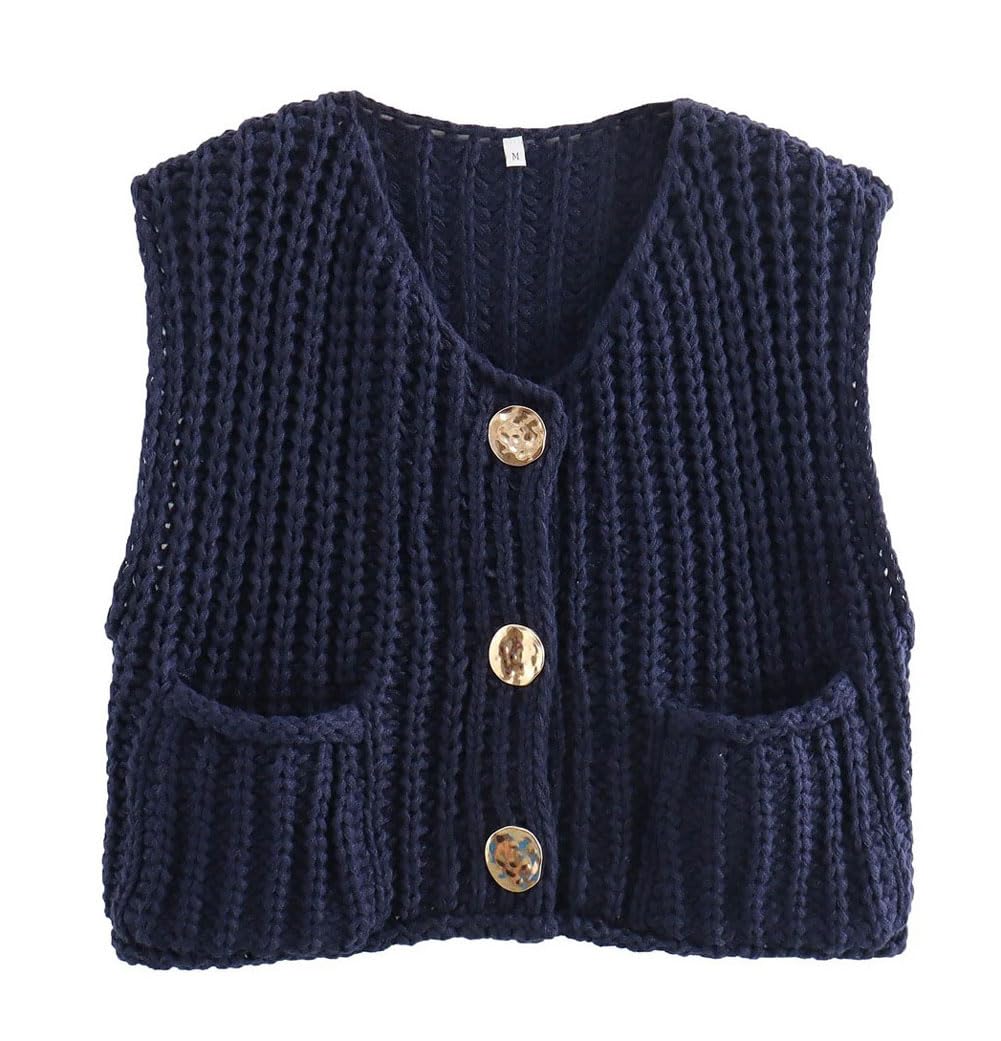 CHARTOU Women's Chunky Knit Vest - Button Down Sleeveless Sweater Tank Top for Casual Outfits | Perfect for Fall Layering, Office Wear & Coffee Dates