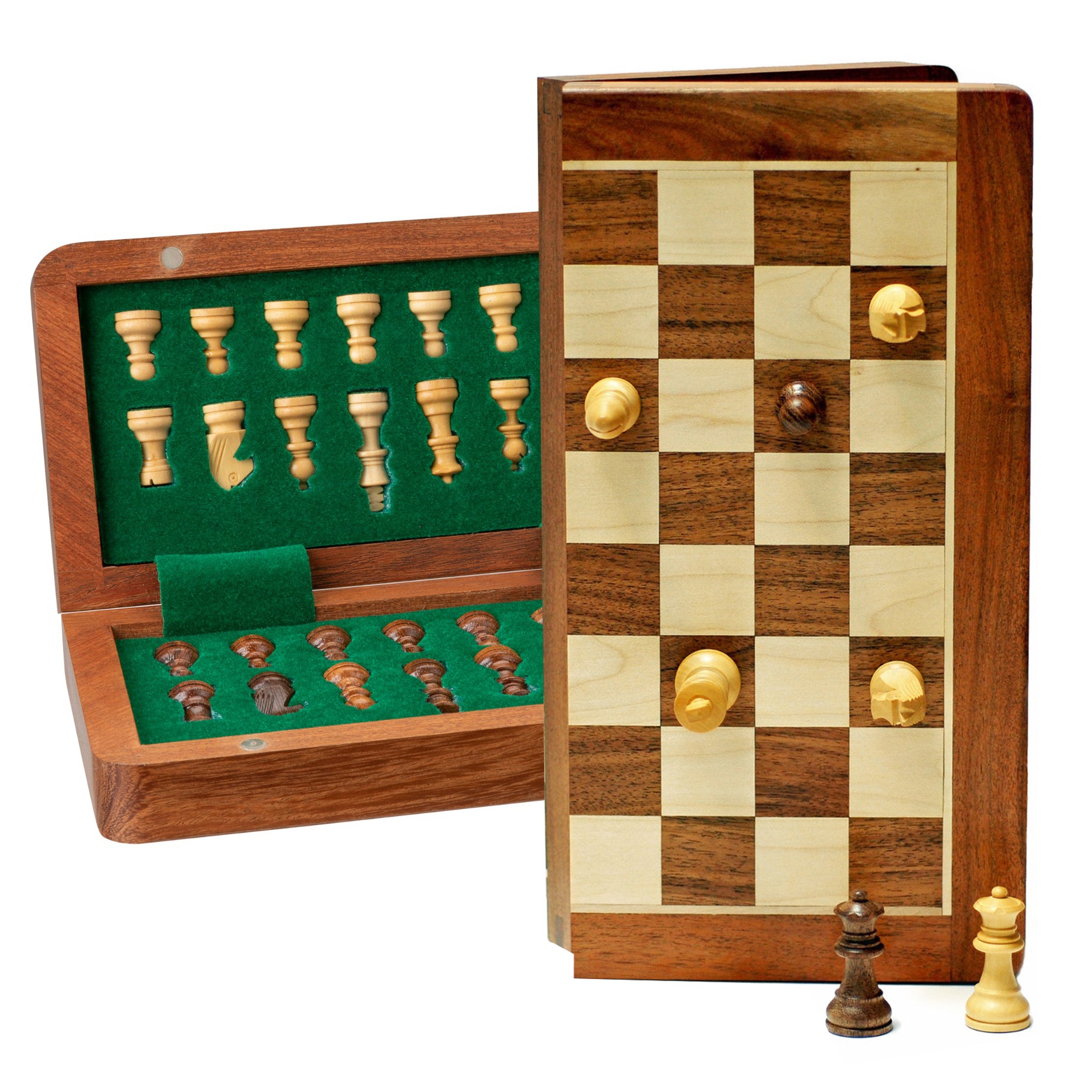 Premium 7x9 Wooden Magnetic Folding Chess Set - Portable Travel & Home Game for Adults & Kids - Perfect for Indoor, Outdoor, Camping & Office Use