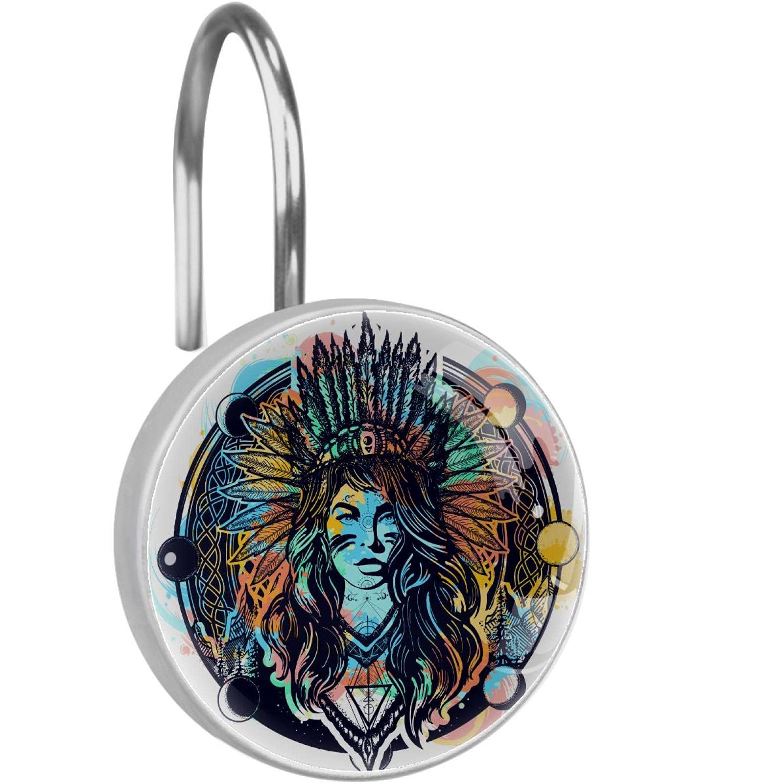 Stylish Decorative Shower Curtain Hooks with Floral Pattern for Women - Perfect for Bathroom Decor and Home Aesthetics