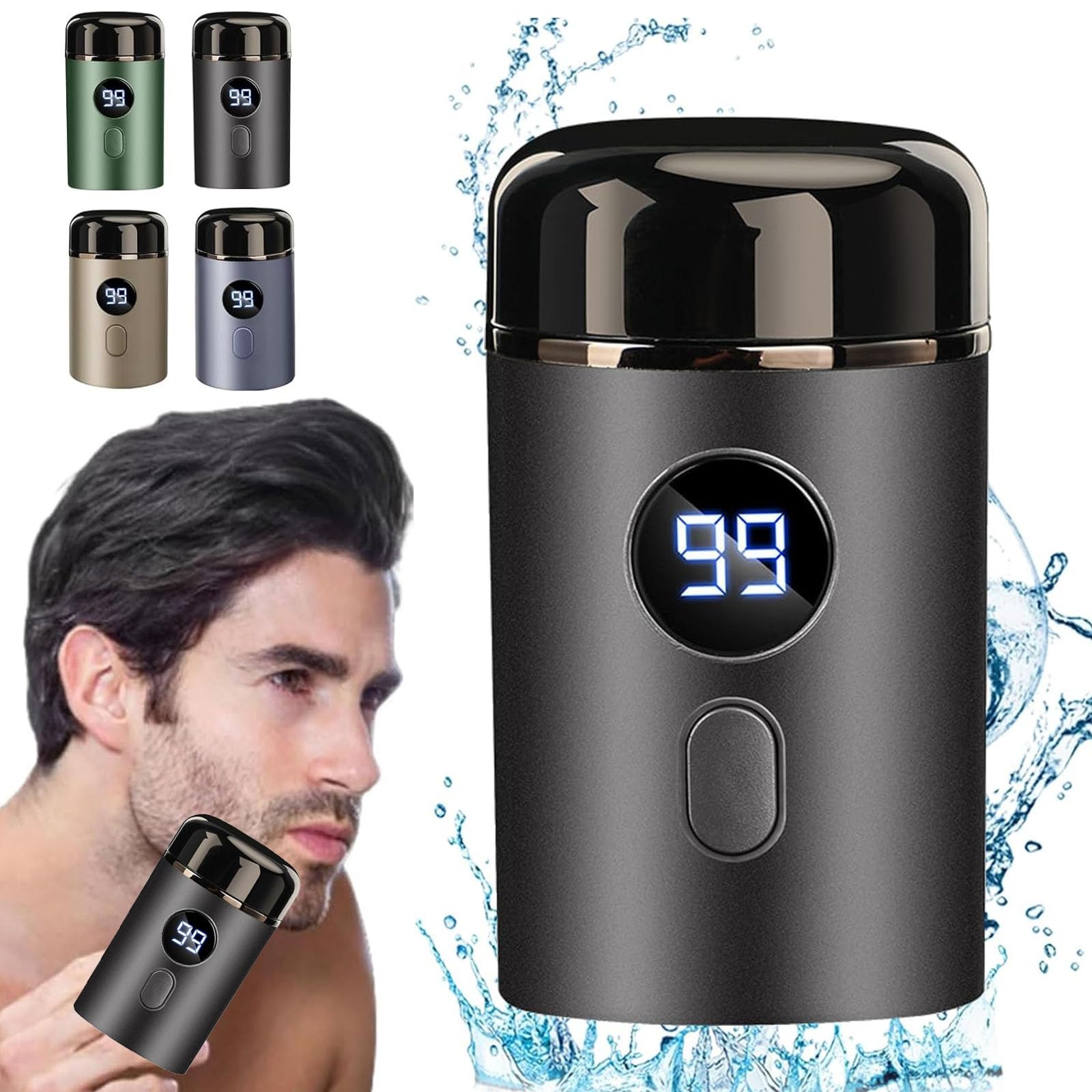 Timeatea Electric Razor - Mini Portable USB Rechargeable Shaver with Digital Display, Waterproof & Washable for Men & Women - Perfect for Travel, Gym, and Daily Grooming (Black)