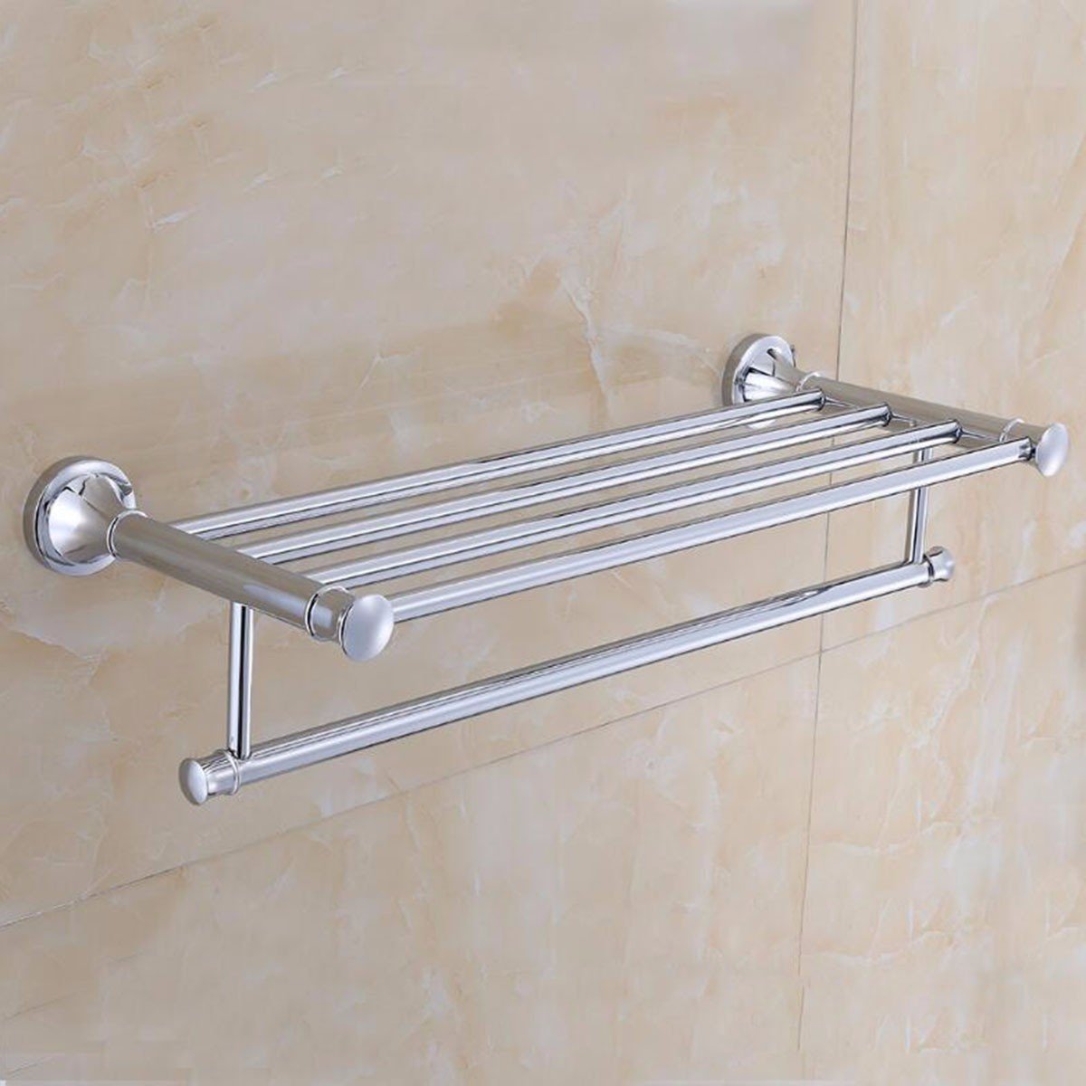 Stainless Steel Double Pole Towel Rack for Bathroom - Chrome Bathroom Accessories for Hanging Towels & Robes (Wall Mounted, Durable & Rustproof) - Perfect for Showers, Spas & Home Decor