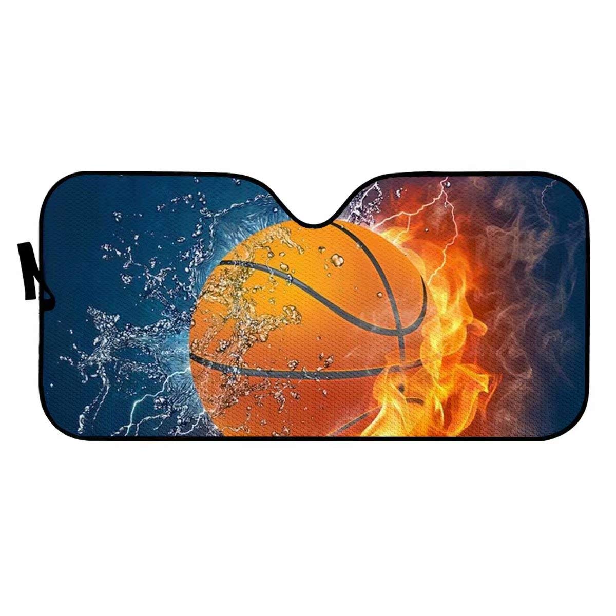 Allcute Basketball Themed Universal Car Windshield Sun Shade - UV Protection, Heat Reflective, Foldable & Anti-Peeping for Sedans, SUVs, Vans & Trucks | Perfect for Parking, Travel & Outdoor Protection