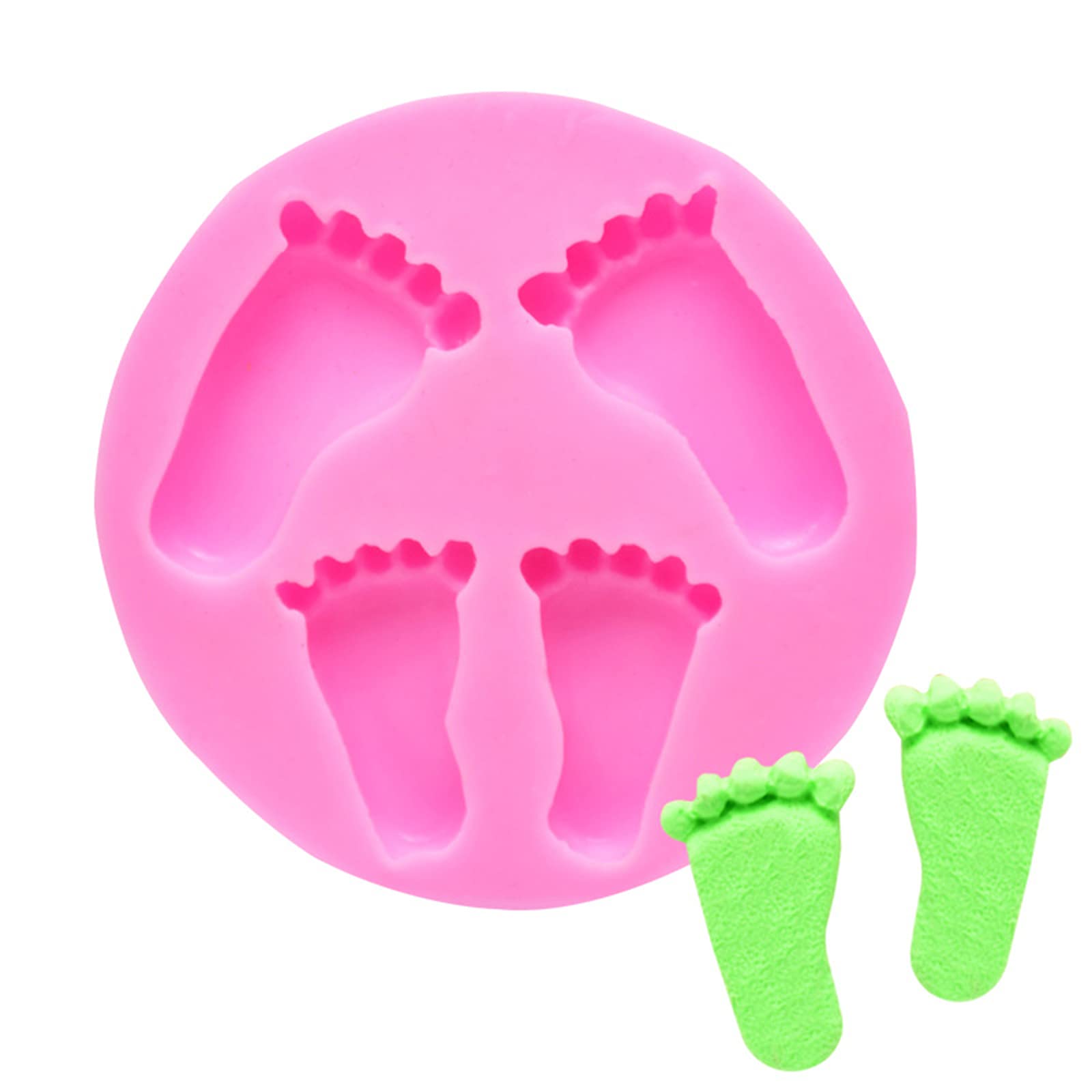 Baby Footprint Silicone Molds - 4 Cavity Fondant Mold for DIY Baking, Cake Topper, Cookies, Chocolate & Polymer Clay - Perfect for Baby Shower Decorations, Newborn Keepsakes & Baking Projects