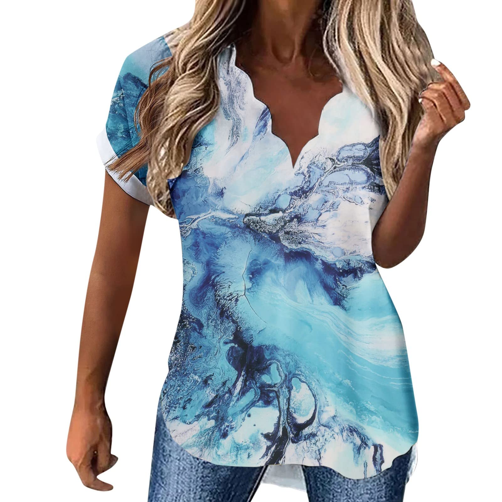 Plus Size Floral V-Neck Tops for Women - Sexy Casual Loose Blouse Tee for Summer | Perfect for Beach Outings, Date Nights & Weekend Wear