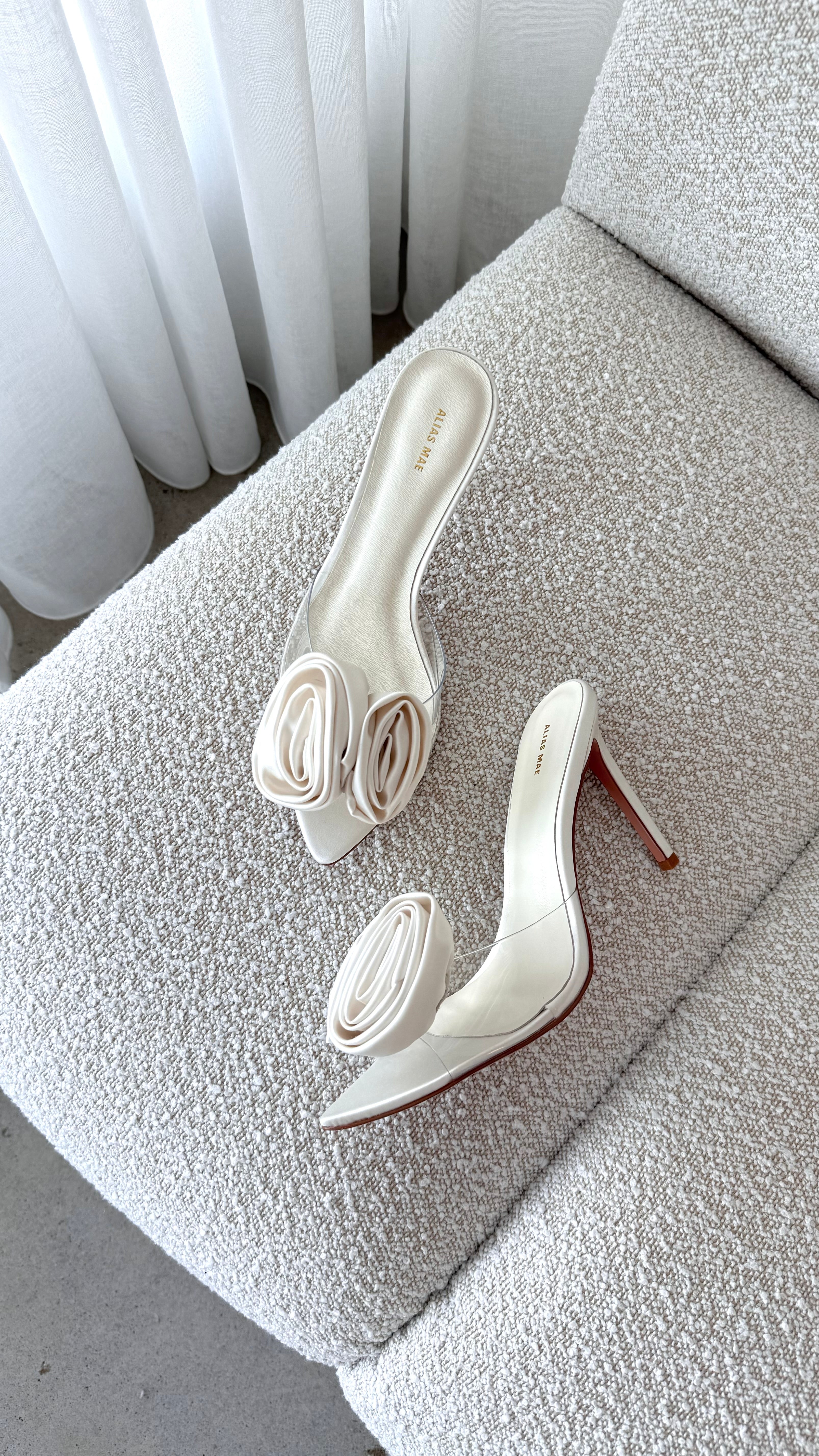 Casey Heel Ivory Satin Women's Wedding Shoes - Elegant Bridal Pumps for Bride, Prom, Party & Special Occasions