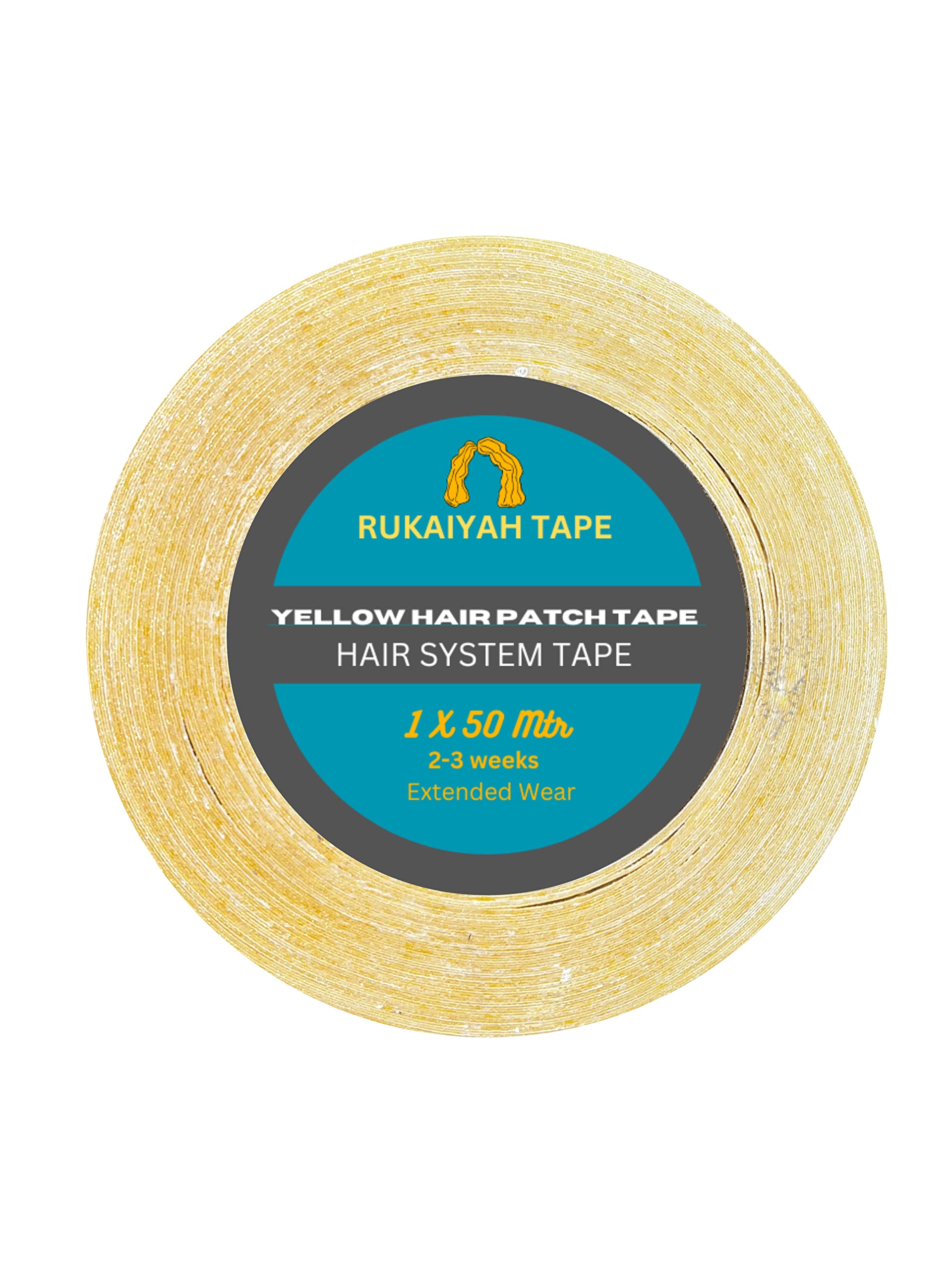 Rukaiyah 45M Strong Hold Yellow Double-Sided Waterproof Tape for Hair Patch & Toupees - Ultra-Strong Adhesive Lasts 1 Week, Scalp-Friendly & Comfortable - Perfect for Daily Use, Cosplay, Weddings & Special Events