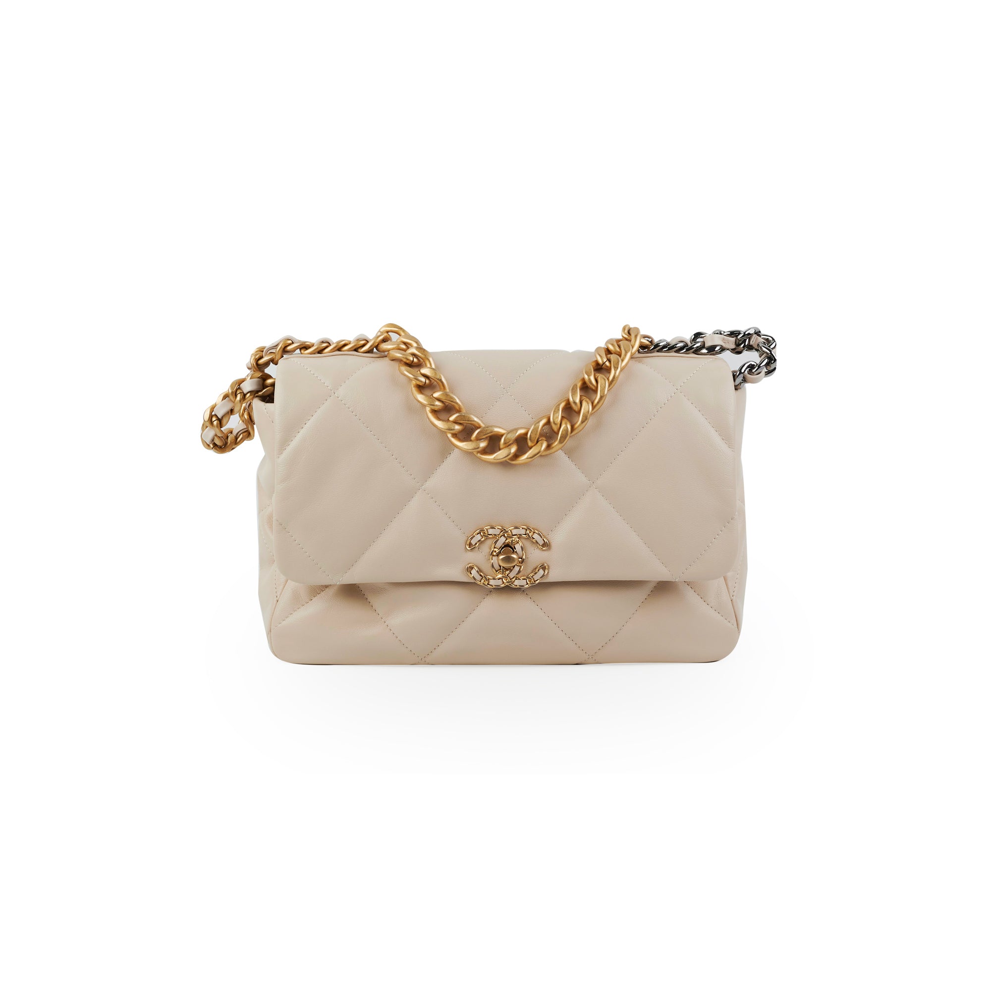 Chanel Medium/Large 19 Flap Bag in Beige - Luxury Designer Handbag for Women, Perfect for Work, Travel & Everyday Use