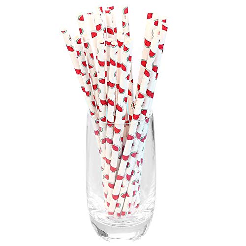 25Pcs Biodegradable Paper Straws with Fruit Pattern - Eco-Friendly Disposable Drinking Straws for Birthday Parties, Celebrations, and Home Decor