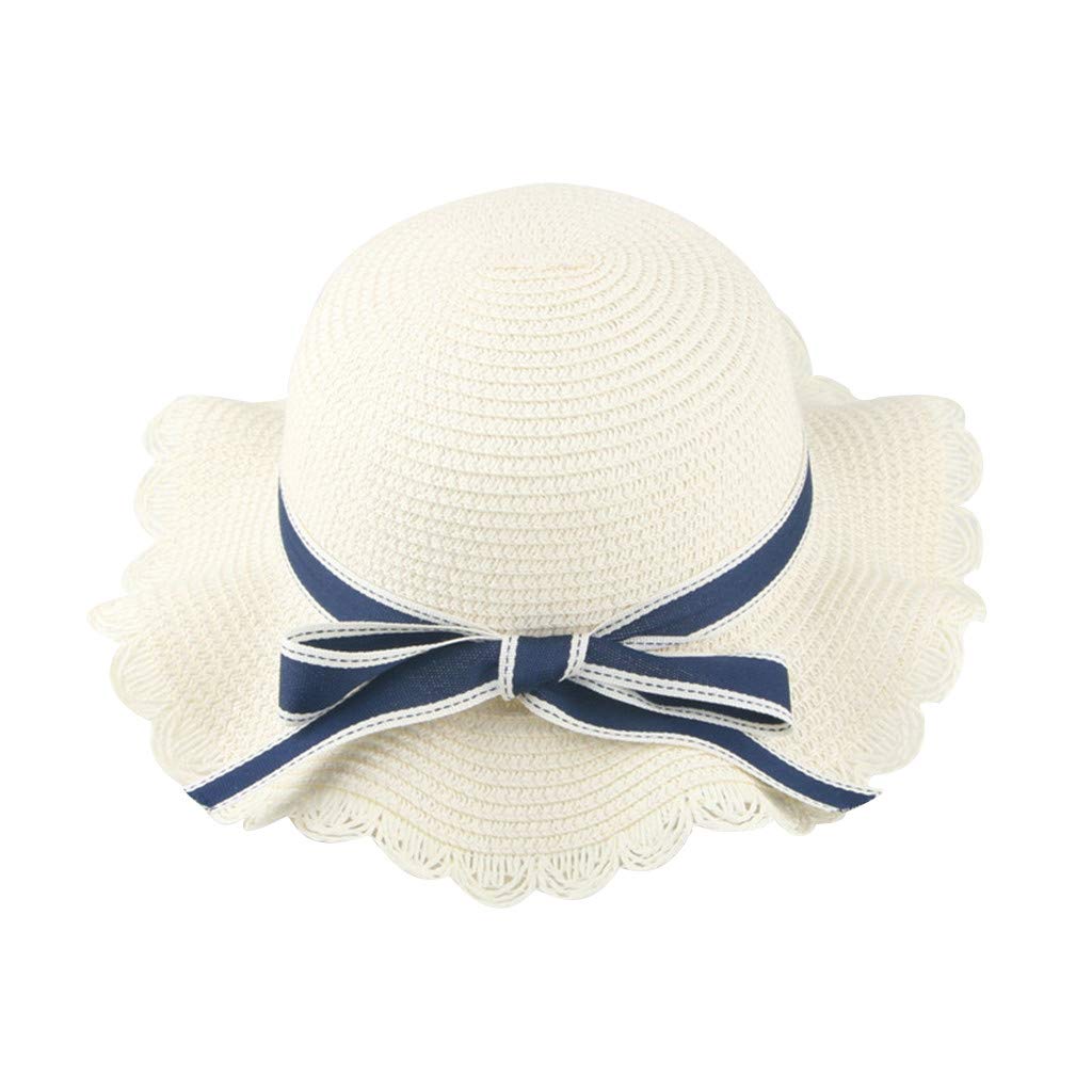Kids' Wide Brim Straw Bucket Hats with Bow - SPF 50+ UV Sun Protection for Girls 2-8 Years | Summer Travel, Beach, Outdoor Play & Sun Safety Accessories