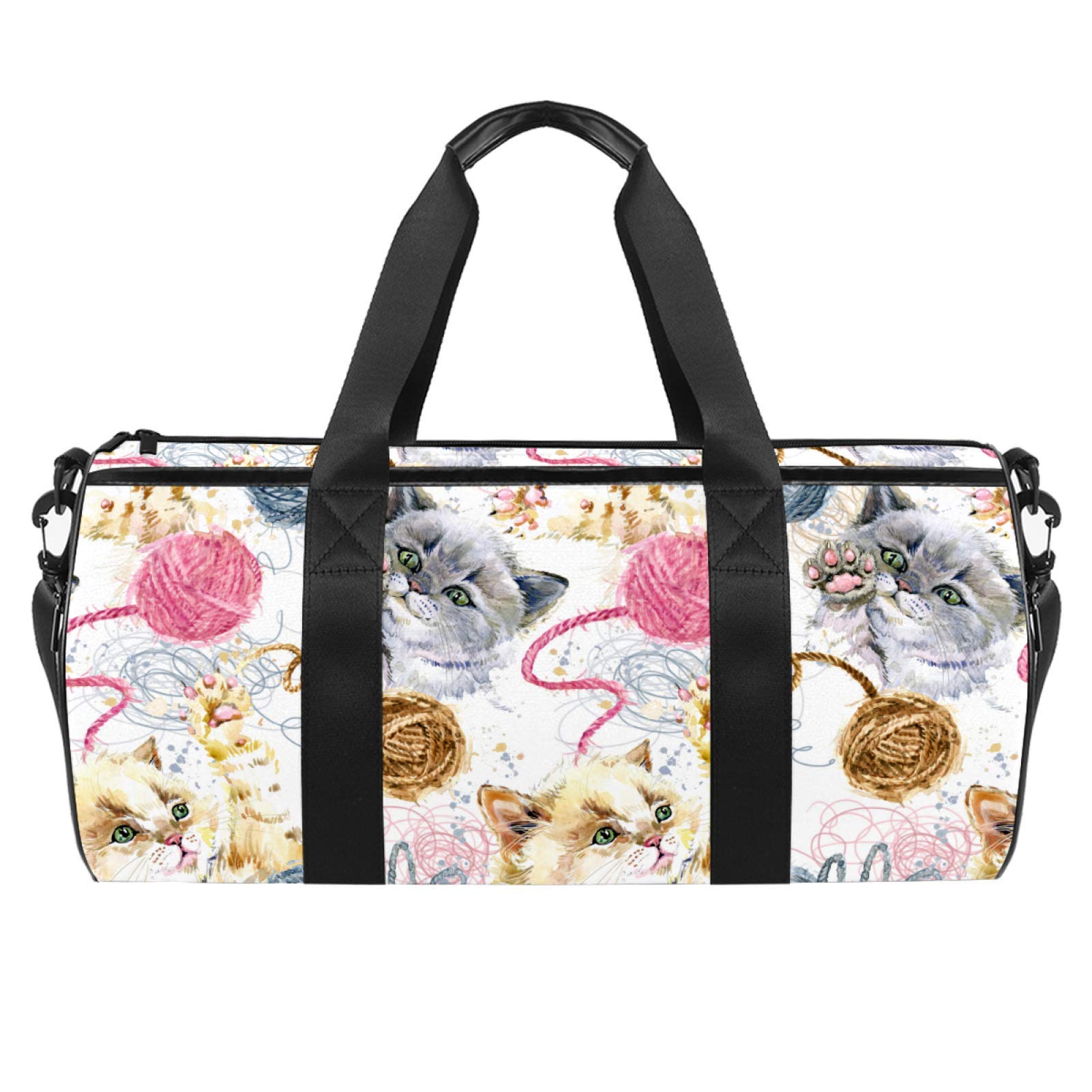 Cute Dragon Sword Print Cat Design Fashion Travel Duffel Bag - Gym Sports Tote with Wet Pocket for Men & Women | Perfect for Gym, Travel, and Daily Use