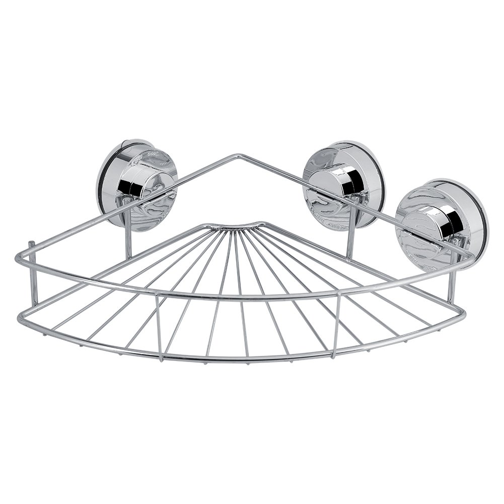 Stainless Steel Triangle Shower Corner Shelf with Vacuum Suction Cups - Large Capacity Bathroom Organizer for Shampoo, Soap & Toiletries - Wall-Mounted Shower Storage Rack for Small Spaces & Apartment Bathrooms