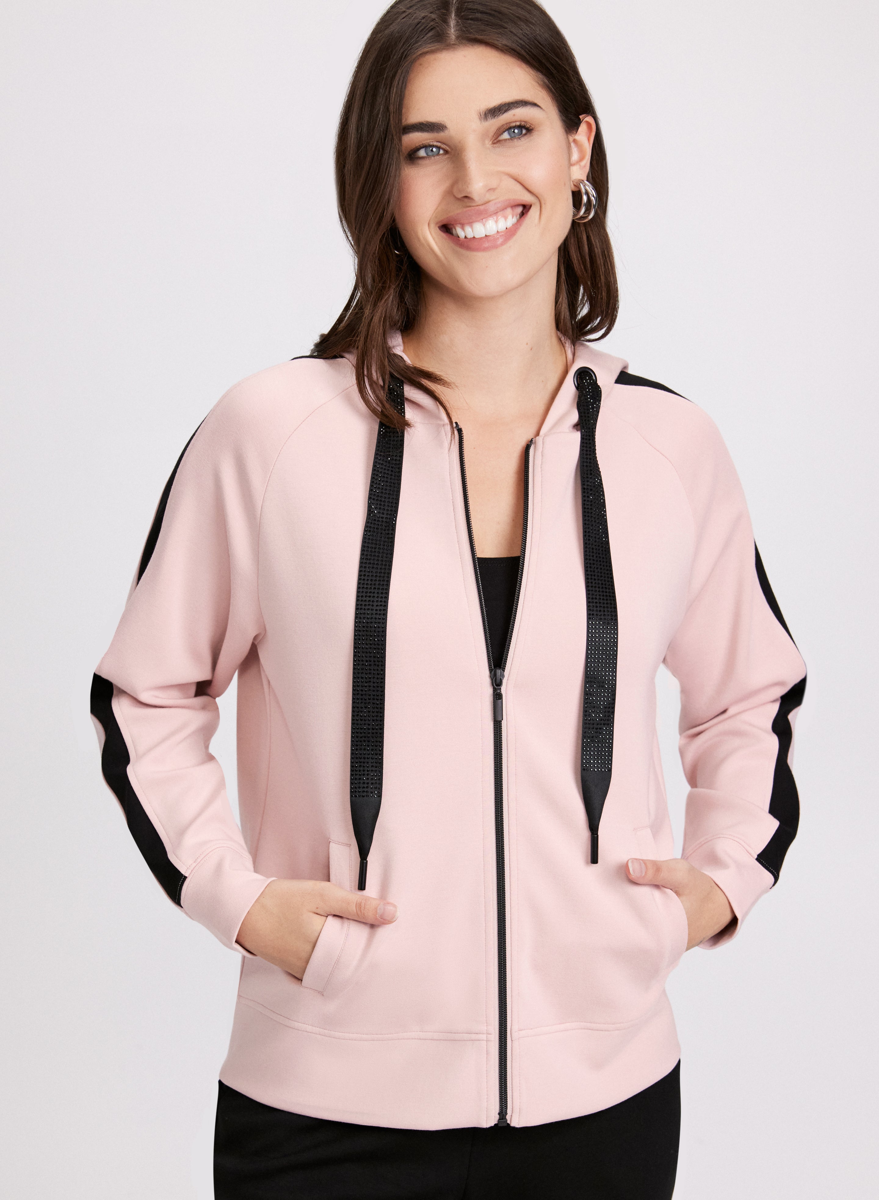 Stylish Contrast Stripe Zip Up Top for Women - Trendy Casual & Athletic Wear - Perfect for Gym, Running, and Everyday Outfits