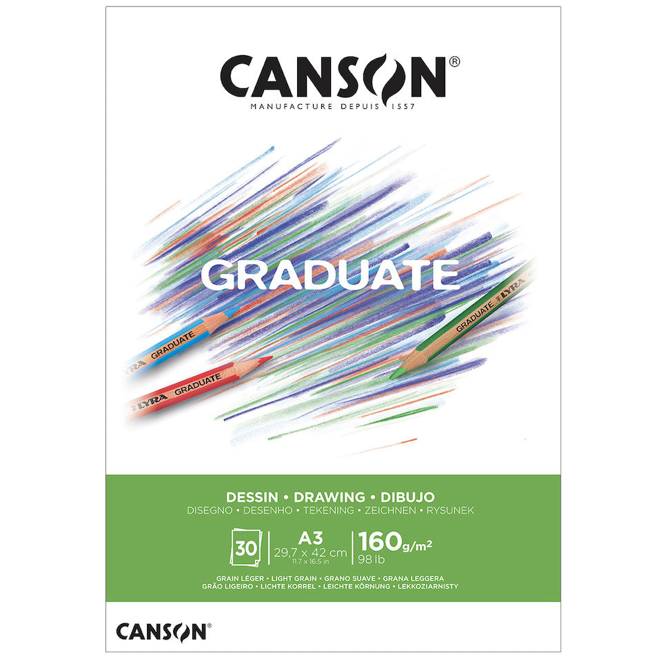 Canson Graduate White Drawing Pad A3 - Premium Sketchbook for Artists, Students & Professionals - Ideal for Sketching, Drawing & Mixed Media Art Projects