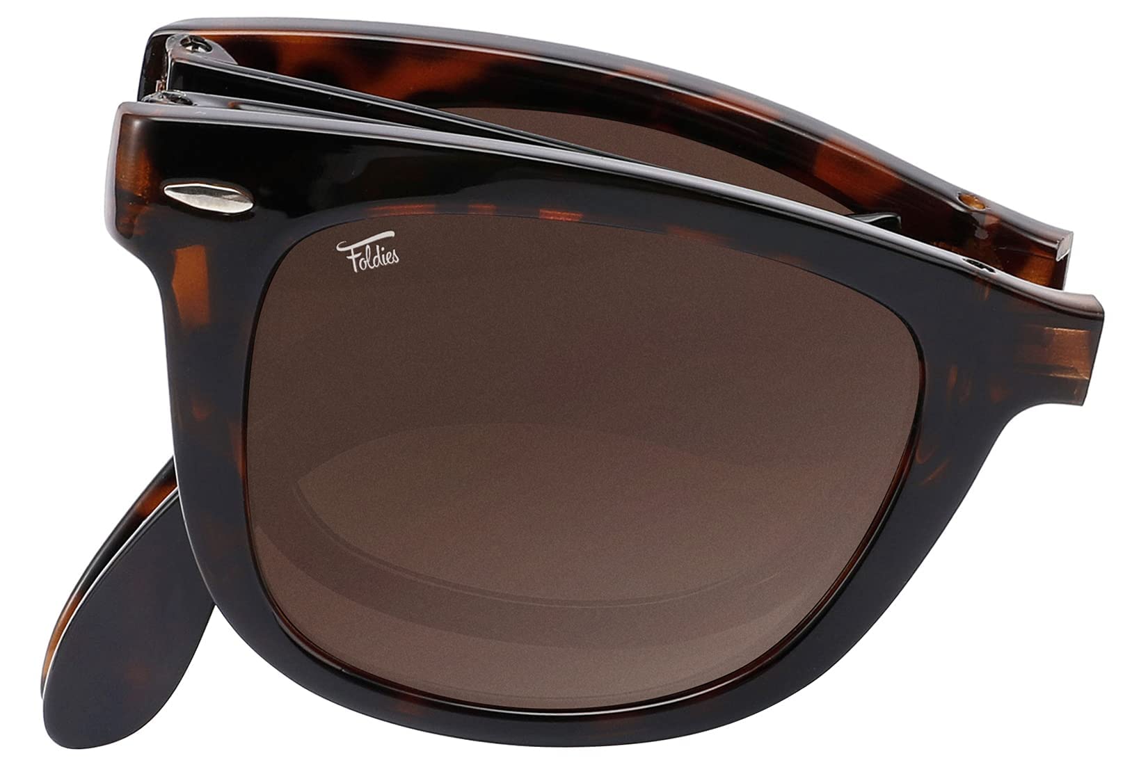 Foldies Polarized Folding Sunglasses with Scratch-Resistant Lens & Collapsible Frame - Premium Leather Case Included - Classic Style for Travel, Driving, and Outdoor Activities