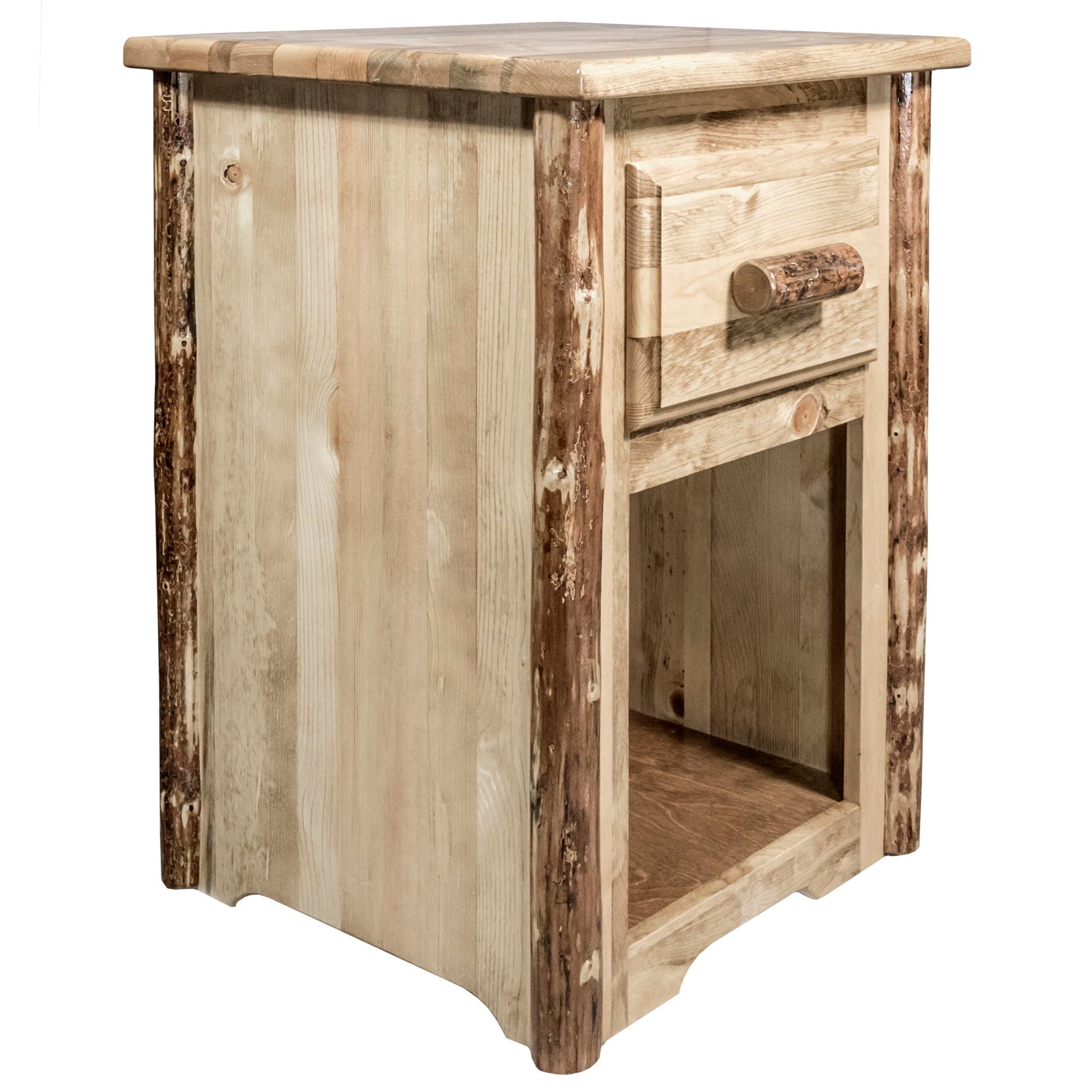 Glacier Country End Table with Drawer - Modern Nightstand for Bedroom, Living Room & Office - Small Side Table with Storage