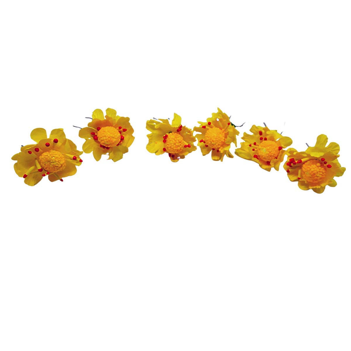 Handmade Fashion Flower Hair Pins - Yellow Hair Clips for Women & Girls (6-Piece Set) - Perfect for Weddings, Parties & Everyday Styling
