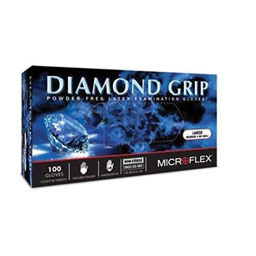 Microflex Diamond Grip Latex Gloves - Medium Size (300 Gloves per Case) - Powder-Free, Disposable, Textured Grip - Ideal for Medical, Dental, Food Service & Cleaning Professionals