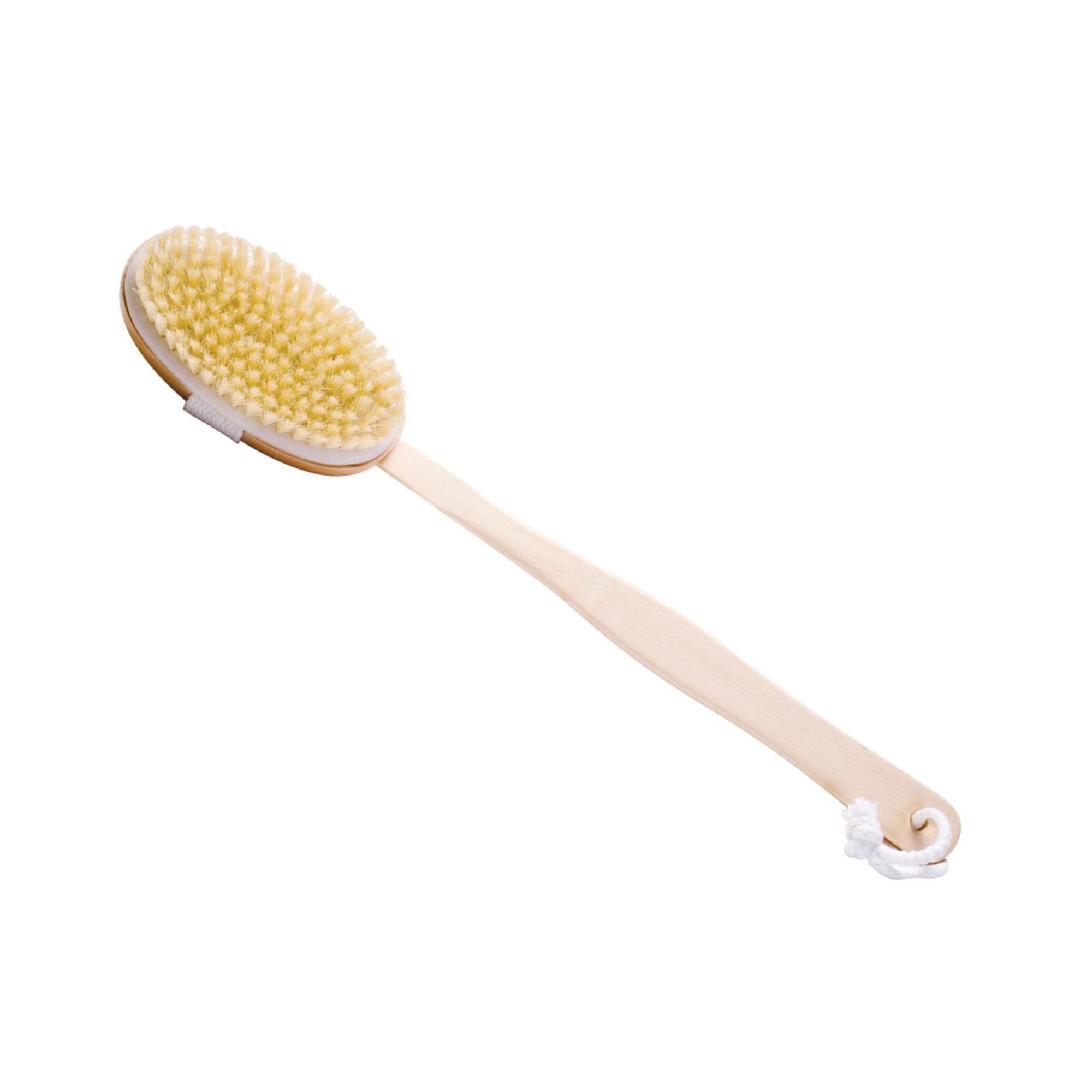 Exfoliating Body Brush with Detachable Handle - Long Handle Dry Brush for Cellulite & Lymphatic Drainage - Perfect for Shower, Spa & Self-Care Routine